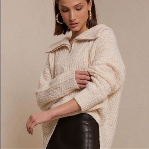 A.L.C. Everett Quarter-Zip Sweater Alpaca / Wool Blend - Picture 1 of 8